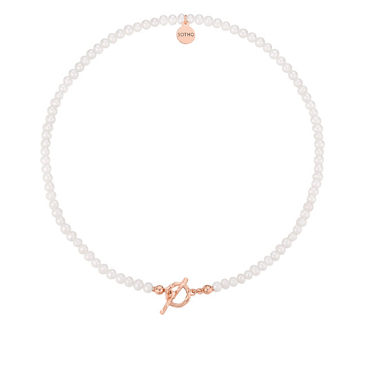 kolie Naszyjnik z pereł naturalnych z ozdobnym zapięciem z różowego złota