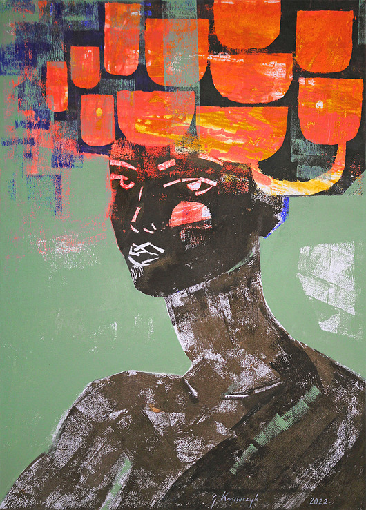 obrazy Obraz oryginał na płótnie 50x70 cm - Neonowa panna