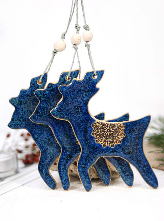 1 Ceramiczny renifer - ozdoba choinkowa 10FingersArt
