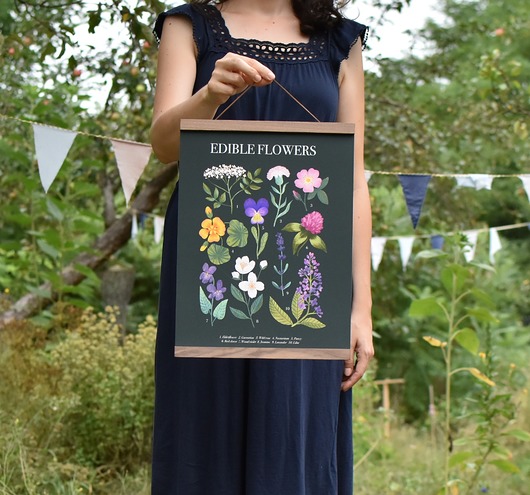 ZESTAW - Plakat "Edible flowers" 30x40+ listewki Studio Stonka