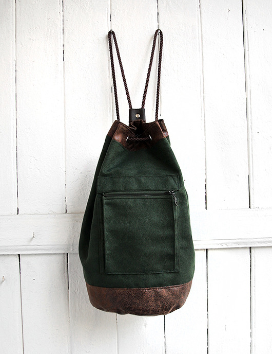 worek plecak -green& chocolate&dots- zamówienie elfagado