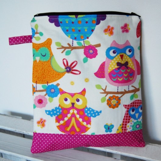 Podróżna kosmetyczka- saszetka sowy na różu craftKASIA