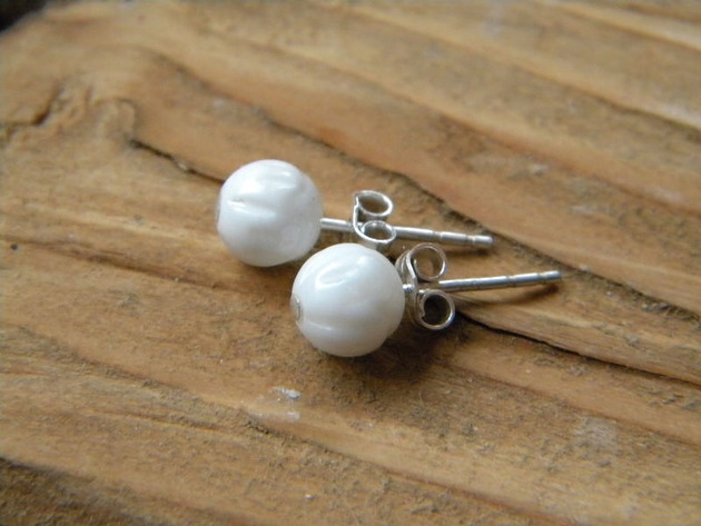 kolczyki wire wrapping śnieżka - kolczyki sztyfty