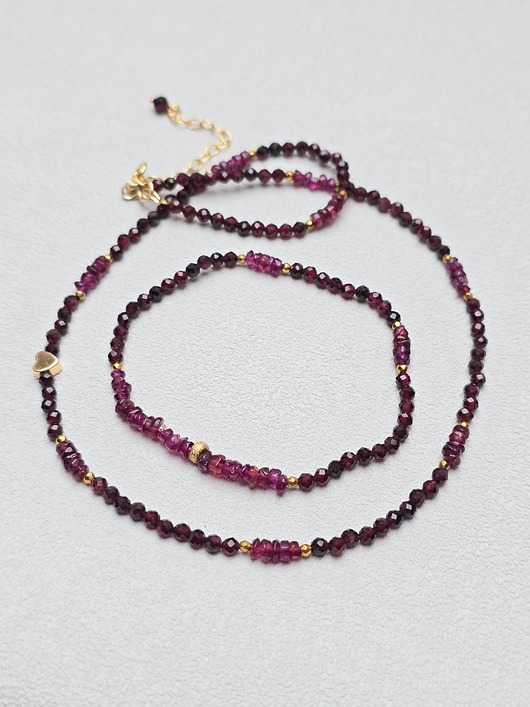 komplet biżuterii Delikatny Komplet Bordo z  Serduszkiem