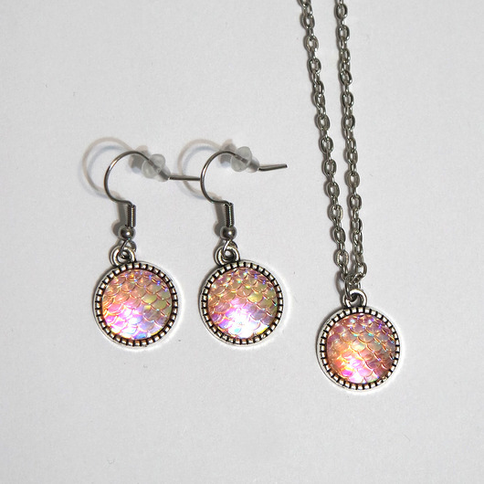 komplet biżuterii Komplet - Łuski różowe