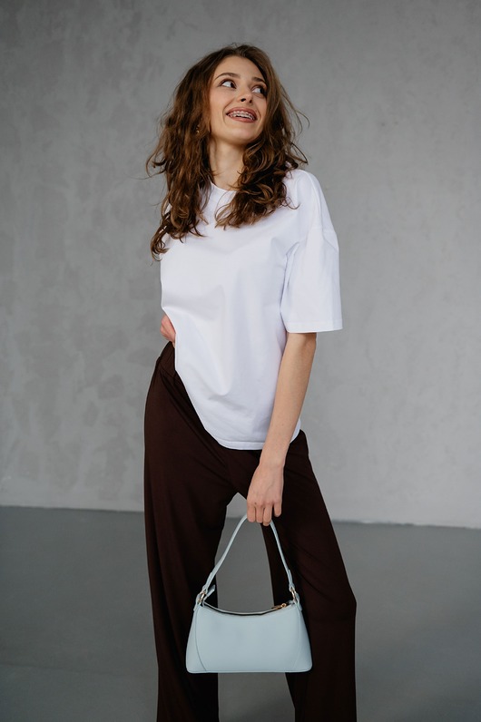 t-shirt damskie Klasyczny T-shirt bluzka Ludmiła biała