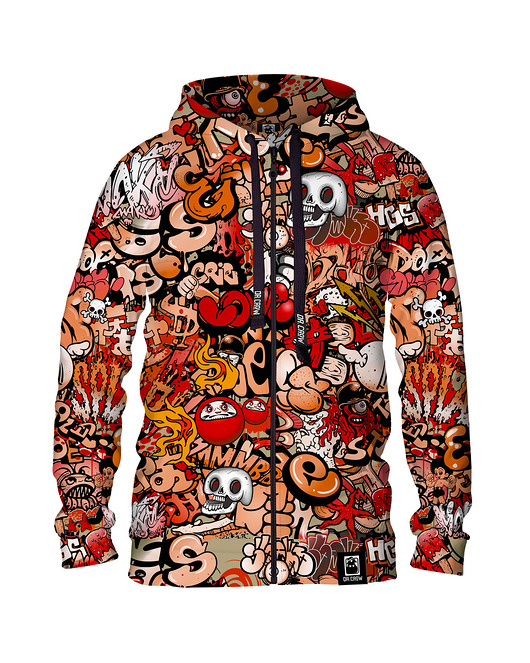 bluzy męskie Męska Bluza Expres Zamek DR.CROW Graffiti Skull