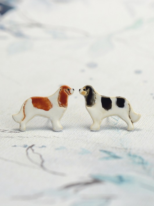 kolczyki ceramiczne Cavalier mini pieski- ceramiczne kolczyki