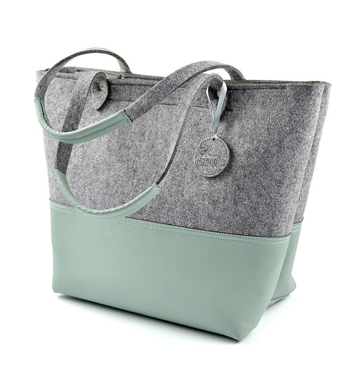 Szaro-miętowy filcowy koszyk MintShopper felt label
