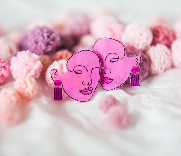 kolczyki - inne Sztyfty pink face