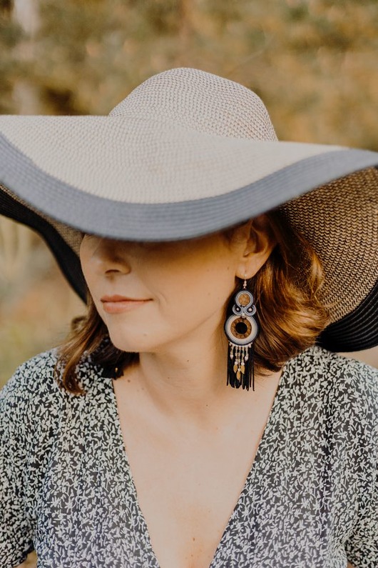kolczyki soutache Beti L - kolczyki etno, srebro