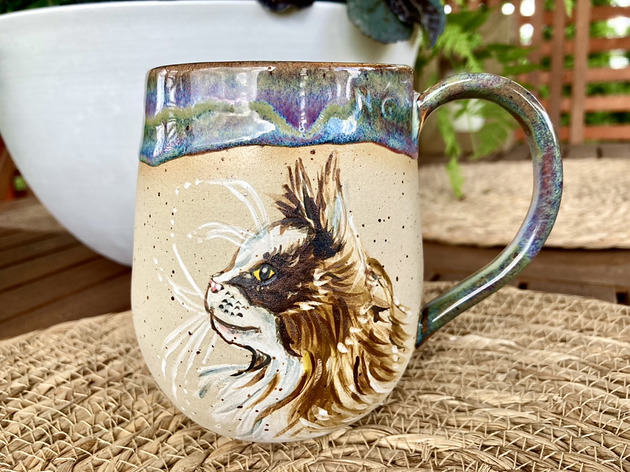 Kubek ręcznie malowany "Maine coon NG Autorska bizuteria ceramiczna
