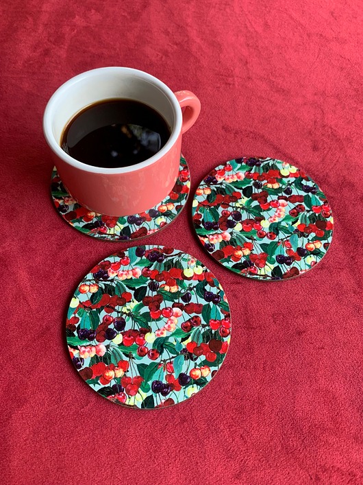 podkładki do kuchni Podkładki pod kubek- Czereśnie- Cherries coasters