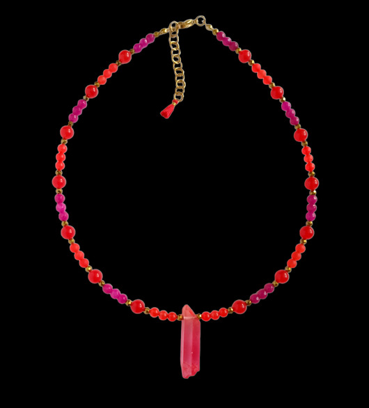 chokery UNIKAT : energetyczny choker wakacyjny : jadeit & kryształ