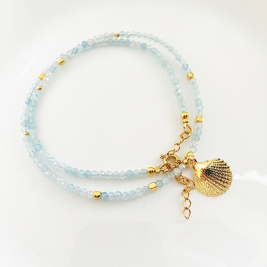 korale Naszyjnik AKWAMARYN, kamienie naturalne choker