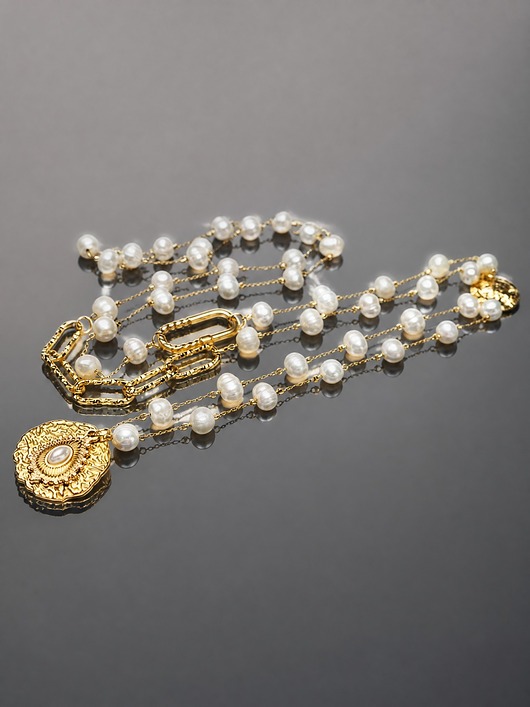 korale Sautoir /white pearls/ - naszyjnik