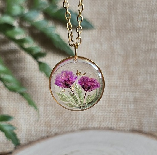 wisiory Wieczne kwiaty wisiorek kwiatowy kobiecy fiolet