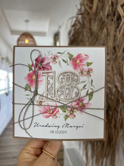 kartki scrapbooking Personalizowany prezent - kartka ręcznie robiona na 18 urodziny, pomysł na pr