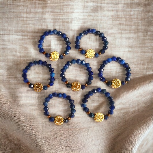 pierścionki elastyczne Pierścionek : lapis lazuli i złoty hematyt