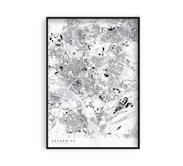 plakaty Sosnowiec - mapa miasta  plakat