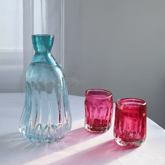 szklanki i kieliszki Zestaw dwóch szklanek i karafki"Optyk"