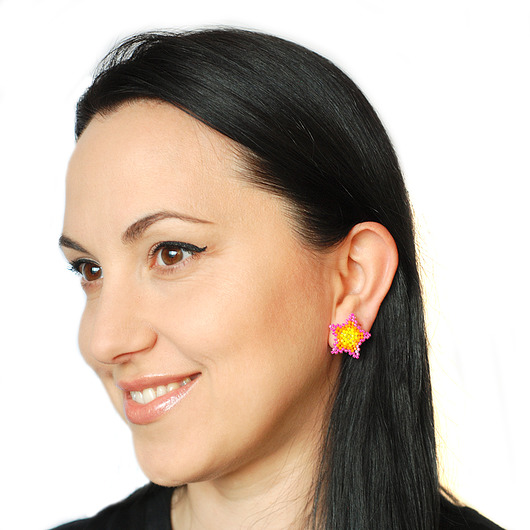 Kolczyki sztyfty różowo żółte gwiazdy Natalya Slipchenko Fatamorgana