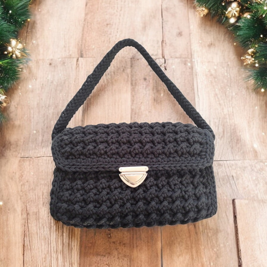 torby na ramię Czarna torebka kuferek / kopertówka