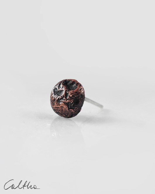kolczyki wire wrapping Kamyk - miedziany kolczyk - sztyft duży