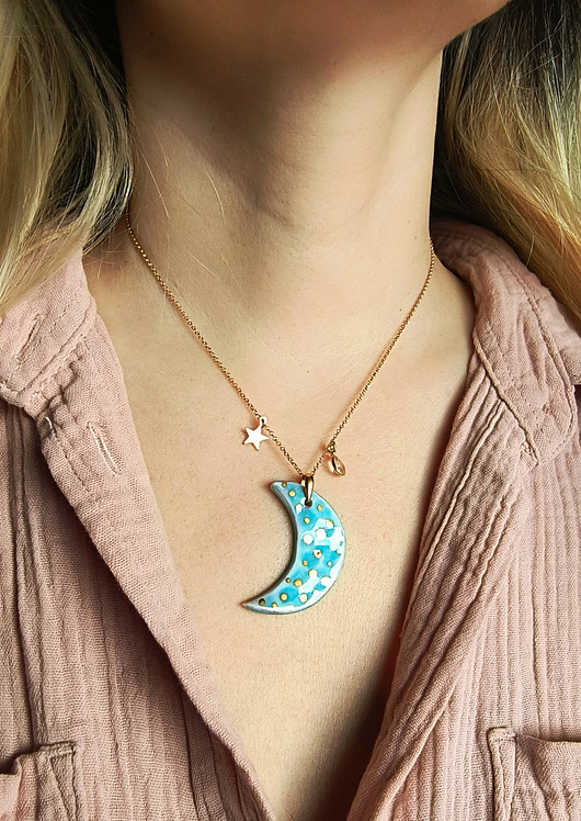 złote naszyjniki Naszyjnik pozłacany Księżyc Błękitny z Cytrynem Kolekcja Parian