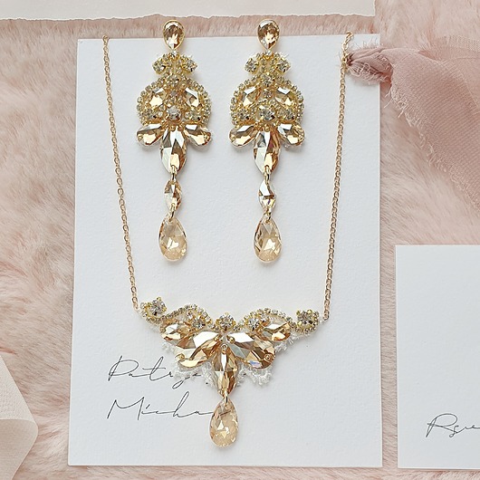 Biżuteria ślubna KOMPLET Perfect Glam Crystalized - Gold