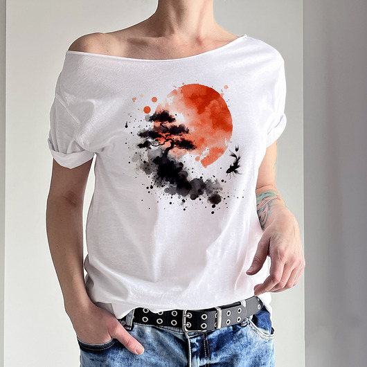 t-shirt damskie Karp Sosna Biały Oversize