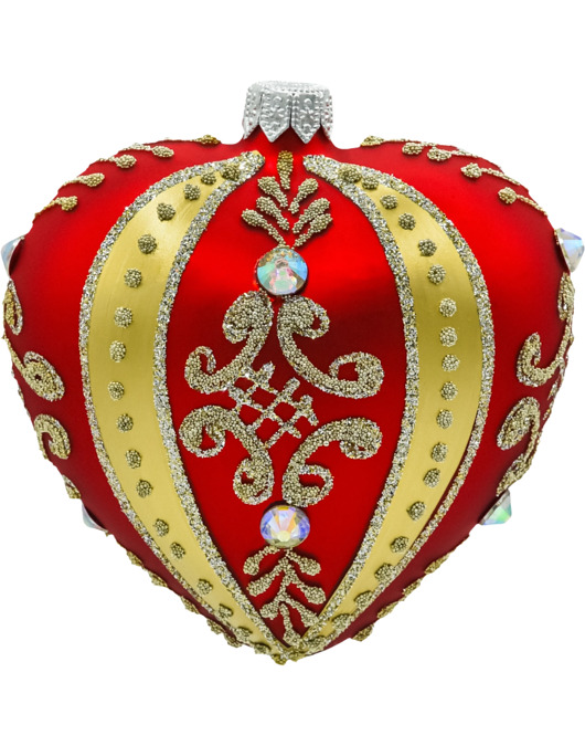 ozdoby choinkowe Bombka choinkowa: Serce ze złotymi zdobieniami i kryształami: czerwone