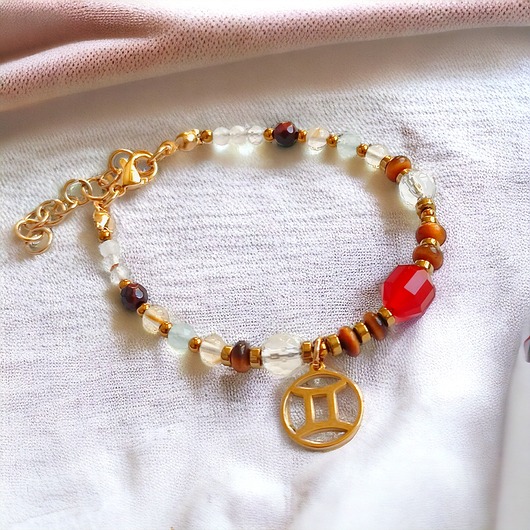 bransoletki z kamieni naturalnych BLIŹNIĘTA - zodiac collection - PREMIUM - gold
