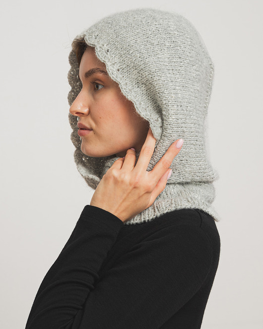 czapki damskie Balaclava DOLORES - szara - Handmade - Merino, alpaka, jedwab