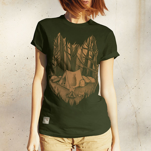 t-shirt damskie Koszulka damska WILK/LEŚNE OBOZOWISKO