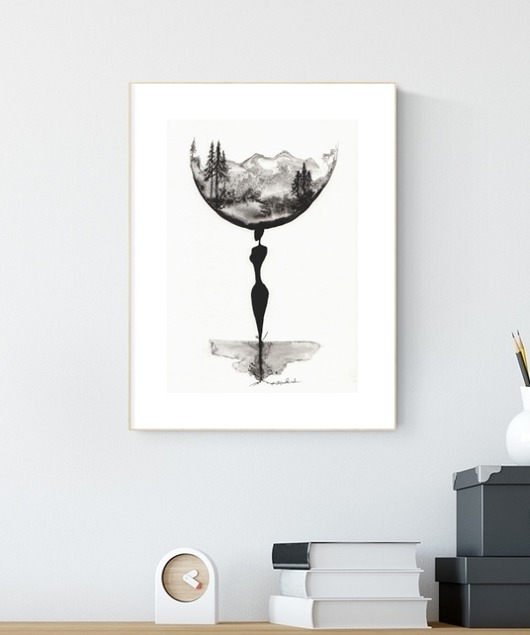 grafika 21X30 cm wykonana ręcznie MiniMalArt