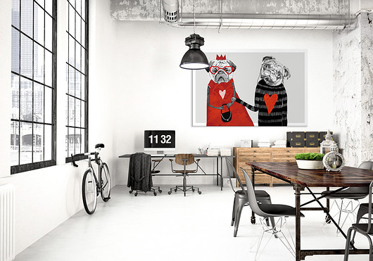 OBRAZ NA PŁÓTNIE -  100x70m LOVE MOPS LUdesign gallery