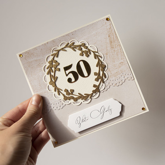 kartki scrapbooking 50 rocznica ślubu, złote gody kartka
