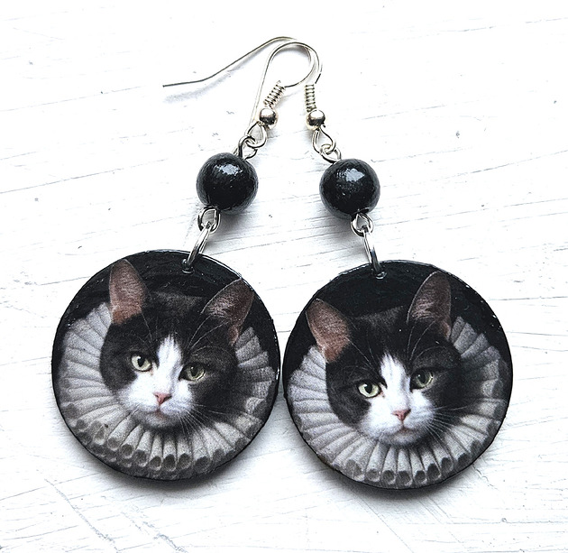 kolczyki drewniane Hrabia Kot