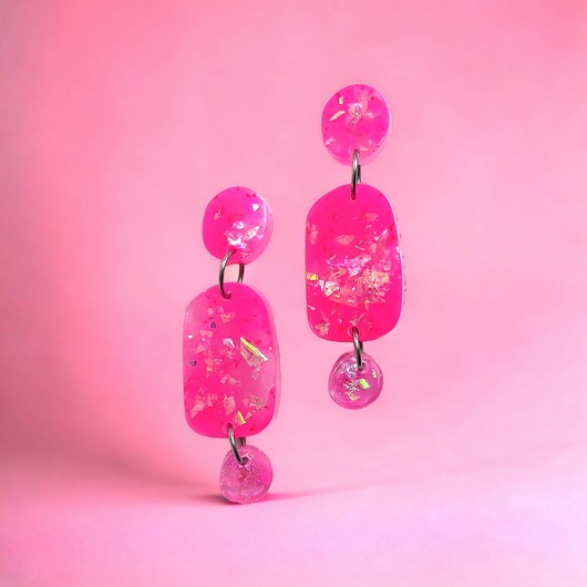 kolczyki z żywicy BARBIE : UNIKATOWE kolczyki z żywicy VII