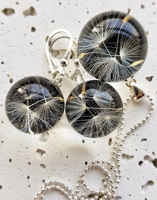 zestaw-dmuchawce w żywicy Grol Jewellery