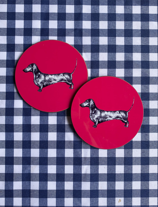 podkładki do kuchni Podkładki pod kubek- Jamniki- Psy- Ilustracja