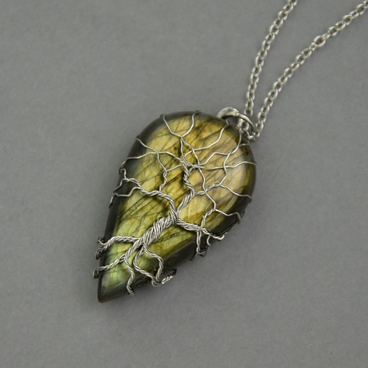 wisiory Wisiorek drzewo życia labradoryt wire wrapping