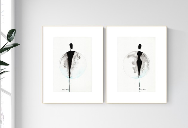Zestaw 2 grafik A4 wykonanych ręcznie Krystyna Siwek Art