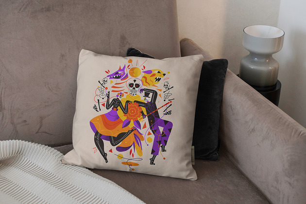 poduszki z grafiką Poduszka dekoracyjna - Dia de Muertos