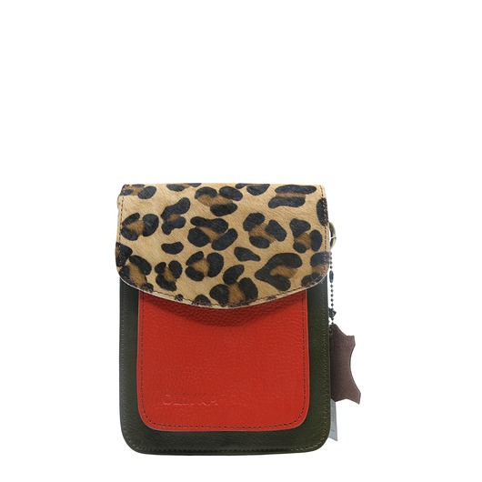 torby na ramię Torebka damska na telefon listonoszka skóra naturalna eko OLIVKA