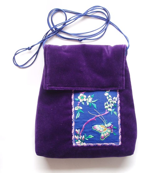 torebka mini - fiolet z motylami 2 - elfagado
