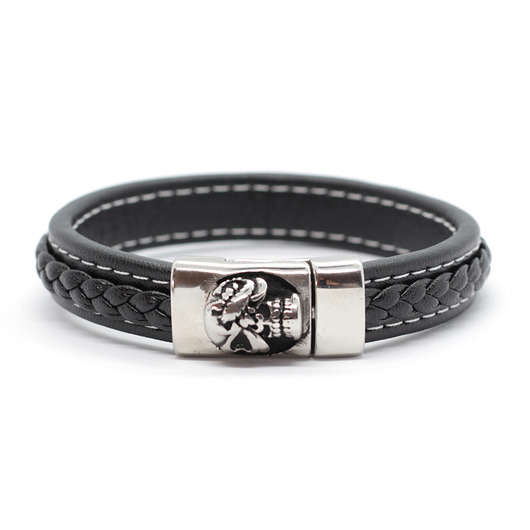 Bransoleta męska czarna z czaszką KociokwikJewelry