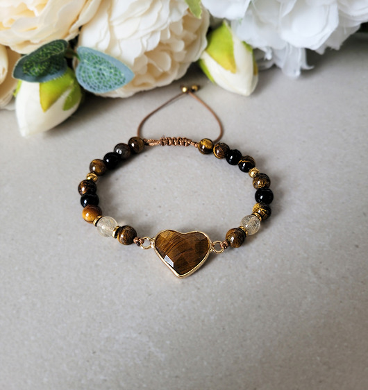 bransoletki z kamieni naturalnych OBFITOŚĆ i SZCZĘŚCIE z sercem