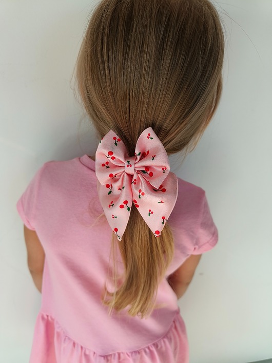 dziewczynka - inne Gumka jedwabna z kokardą MINI scrunchie cherry